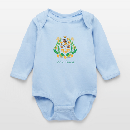 Wild Prince Long Sleeve Baby Bodysuit - light blue