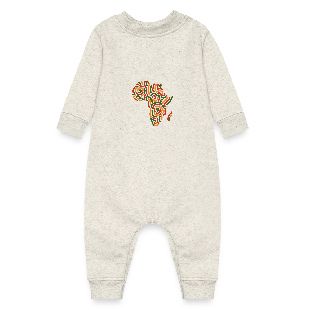 Alaina Africa Logo Baby Fleece One Piece - heather oatmeal