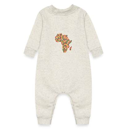 Alaina Africa Logo Baby Fleece One Piece - heather oatmeal