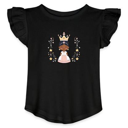 Toddler Girls African Princess Flutter T-shirt - black