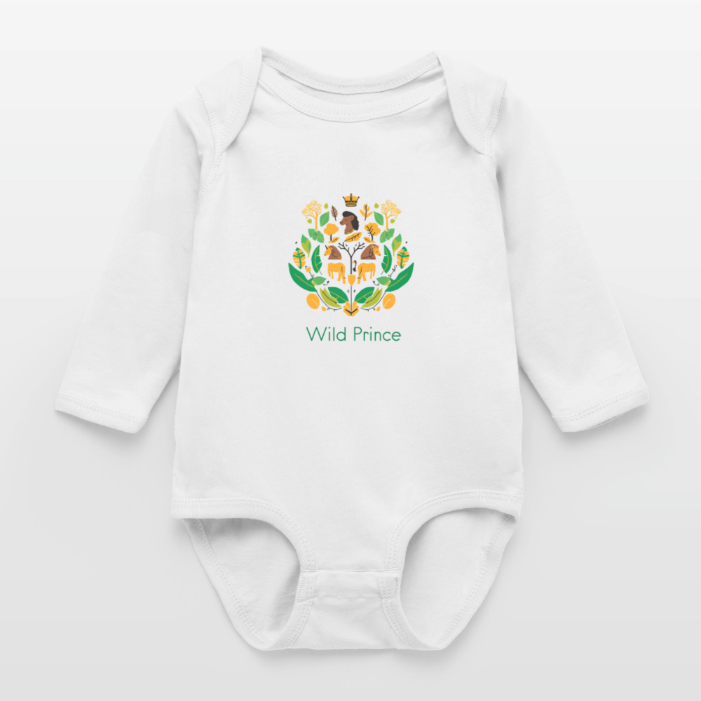 Wild Prince Long Sleeve Baby Bodysuit - white