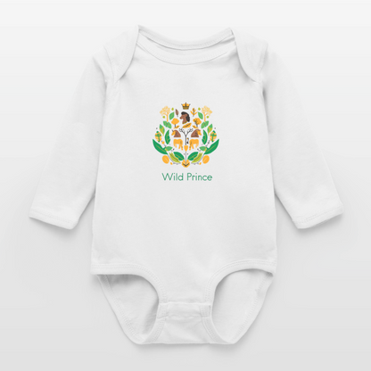 Wild Prince Long Sleeve Baby Bodysuit - white