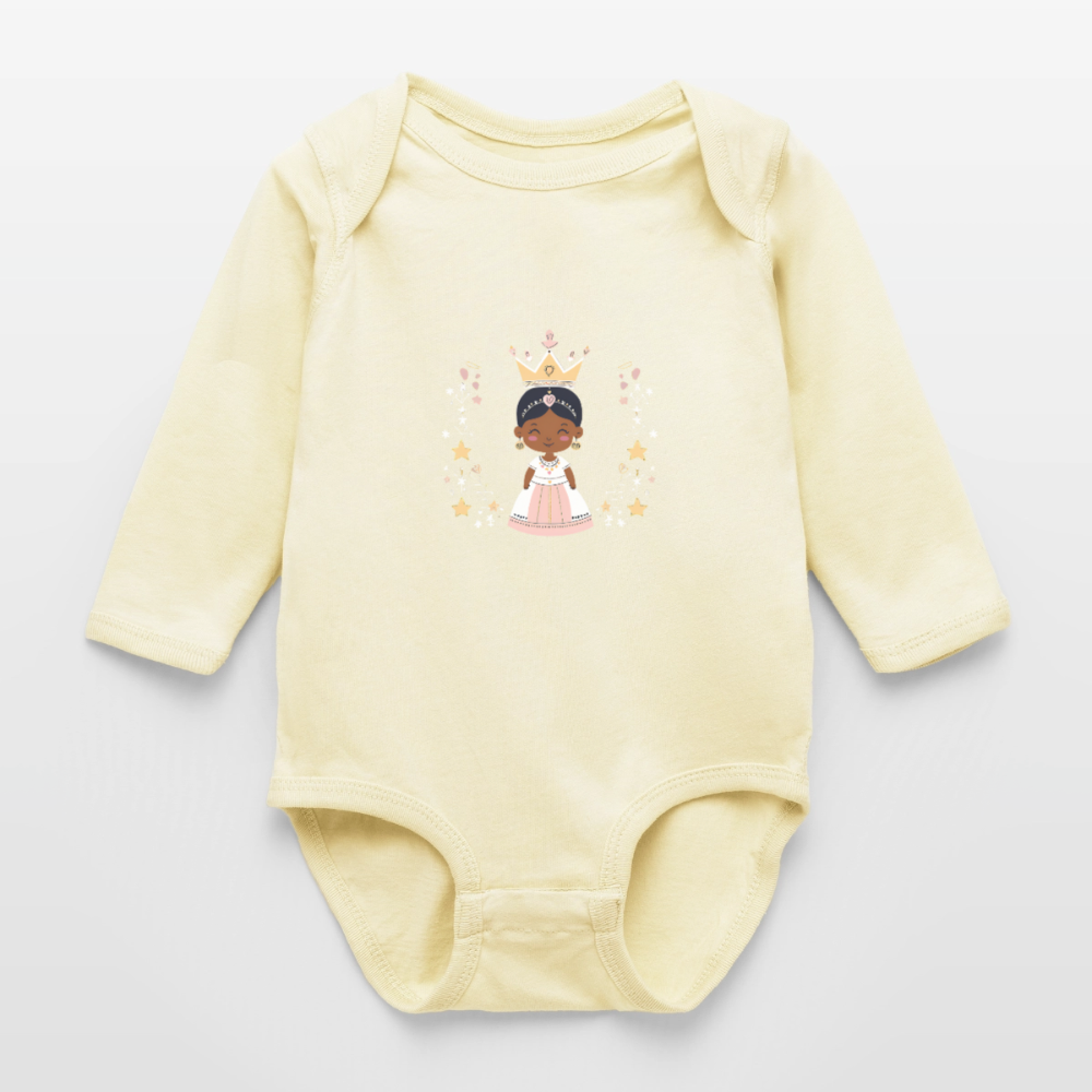 African Princess Long Sleeve Baby Bodysuit - natural