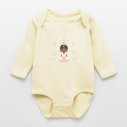 African Princess Long Sleeve Baby Bodysuit - natural