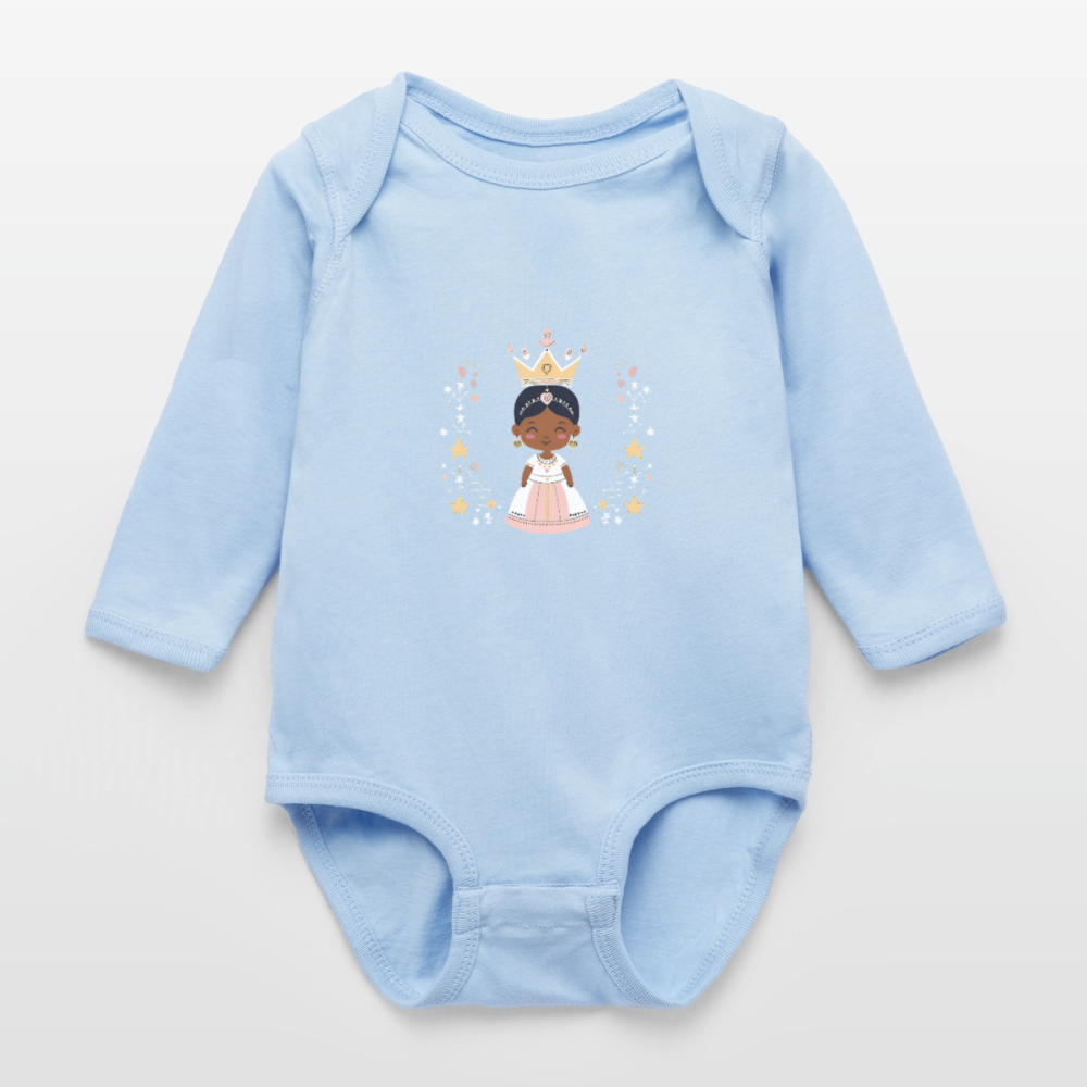African Princess Long Sleeve Baby Bodysuit - light blue