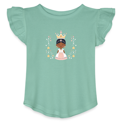 Toddler Girls African Princess Flutter T-shirt - saltwater