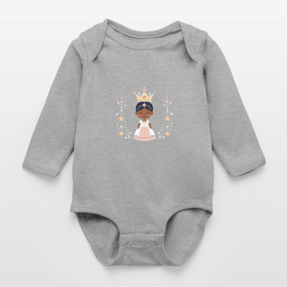 African Princess Long Sleeve Baby Bodysuit - heather gray