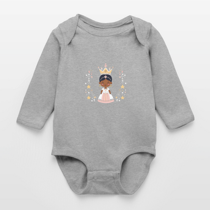 African Princess Long Sleeve Baby Bodysuit - heather gray