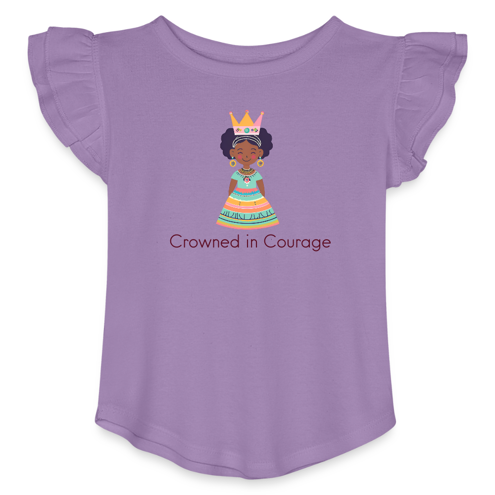 Toddler Girls Flutter T-shirt African Princess Crowned in Courage - lavender