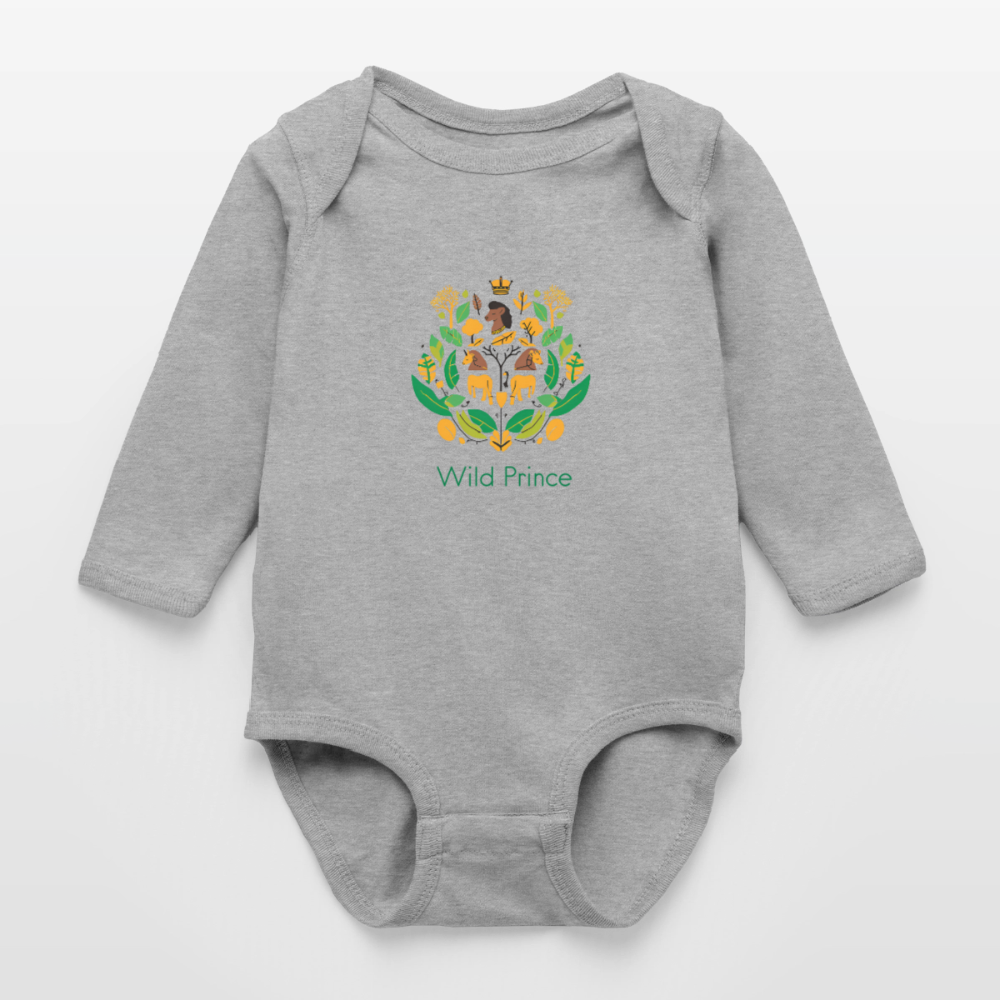 Wild Prince Long Sleeve Baby Bodysuit - heather gray