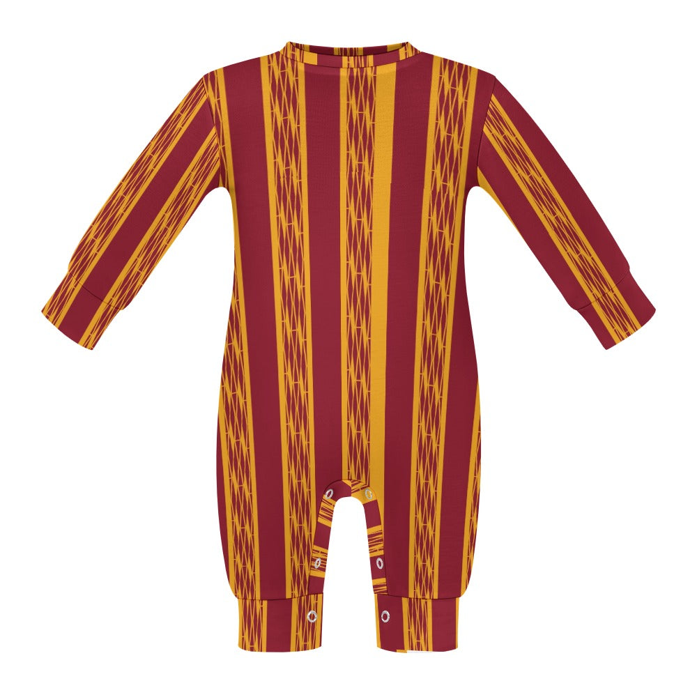 Red & Yellow African Kente Print Baby Jumpsuit