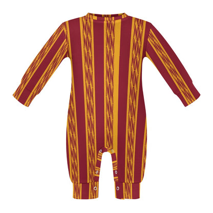 Red & Yellow African Kente Print Baby Jumpsuit