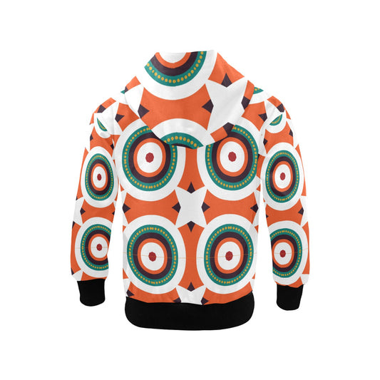 Little Kid's Ankara Circles & Star Print Orange Hoodie
