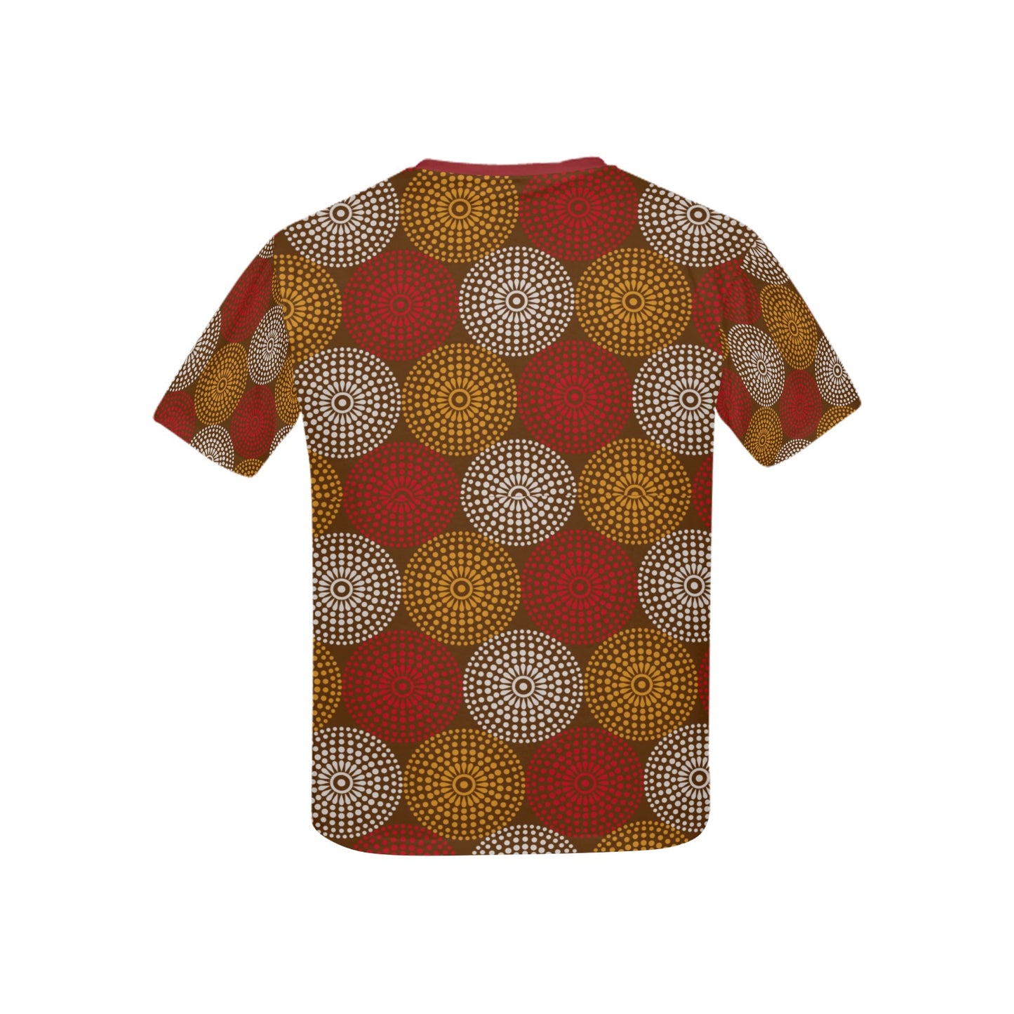 Children's Burgundy Ankara Wheel Pattern T-Shirt