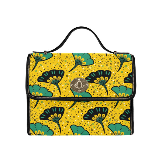 Yellow & Green Ankara Flower Print Handbag