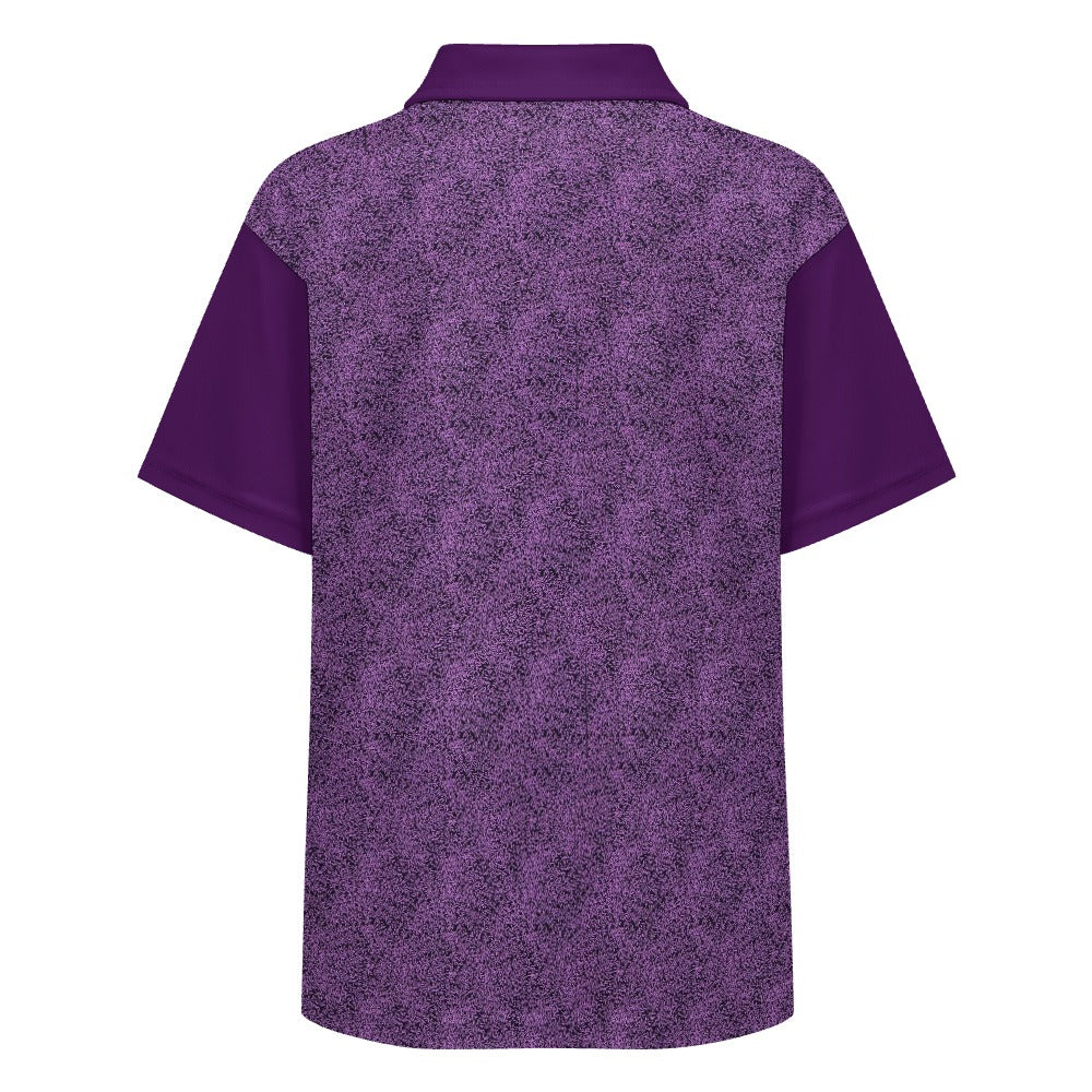 Purple & Black Pattern Buttoned Polo Shirt