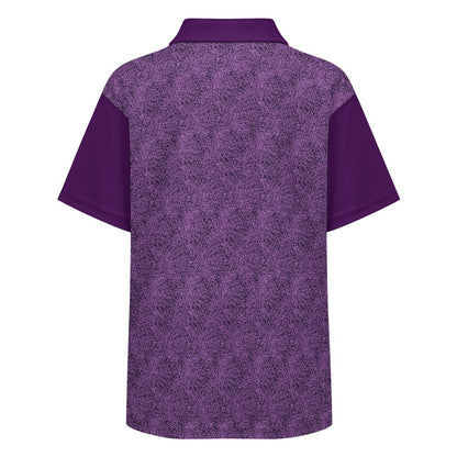 Purple & Black Pattern Buttoned Polo Shirt