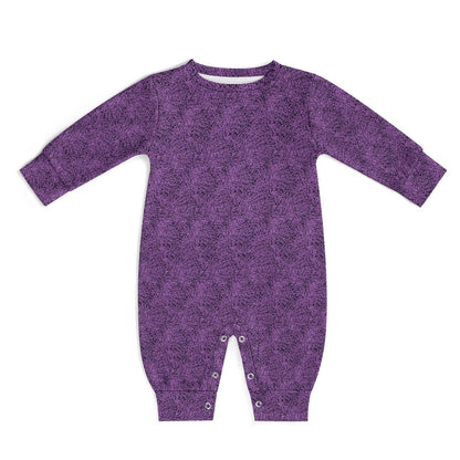 Purple & Black Pattern Baby Jumpsuit