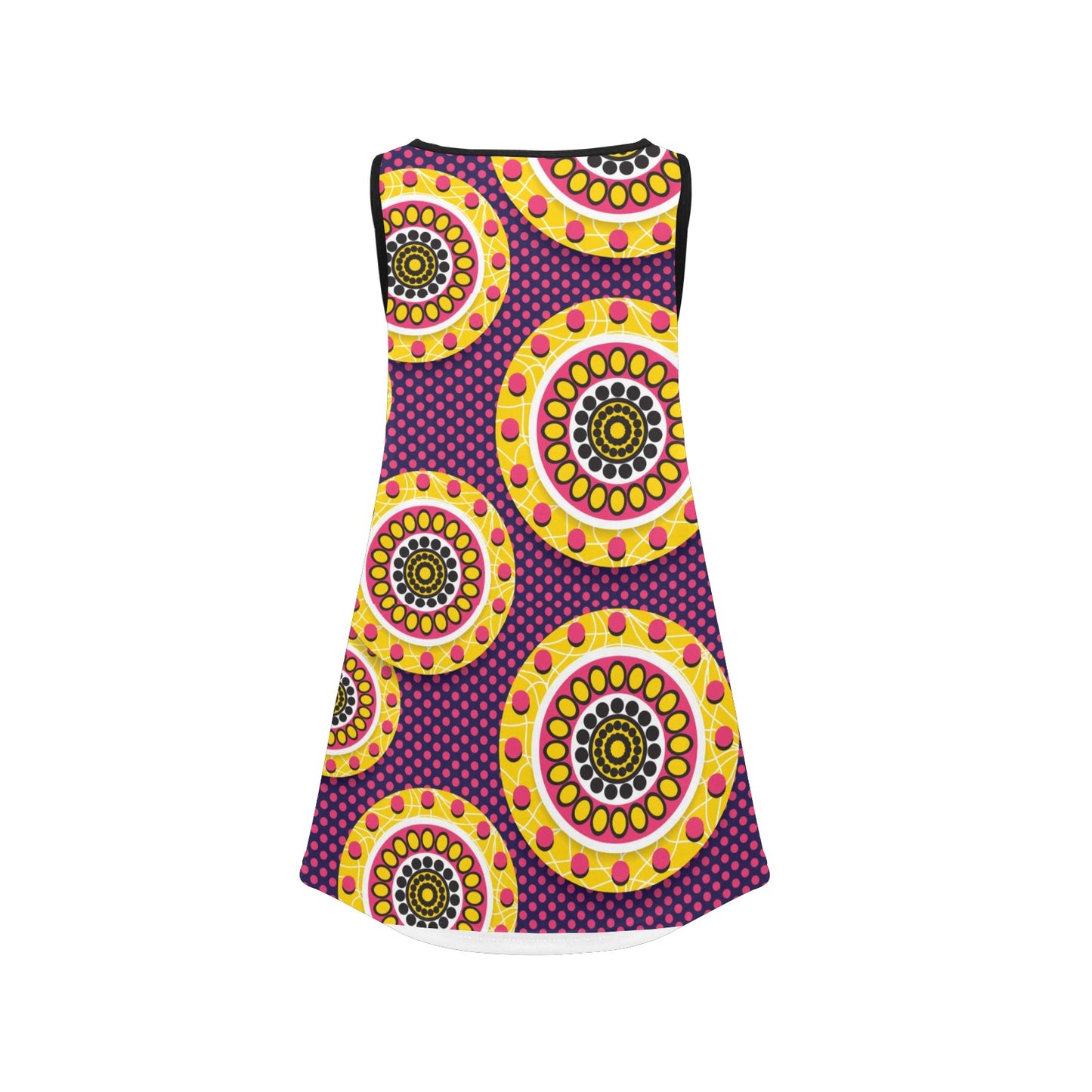 Yellow & Purple Wheel Ankara Pattern Girl's Dress
