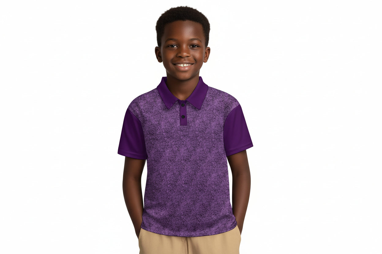 Purple & Black Pattern Buttoned Polo Shirt