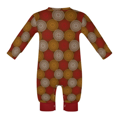 Maroon Ankara Wheel Pattern Baby Jumpsuit