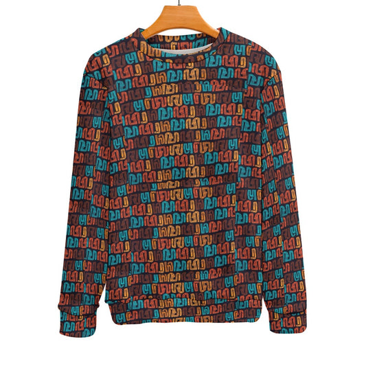 Men's Brown Multicolor African Print Crew Neck Sweater