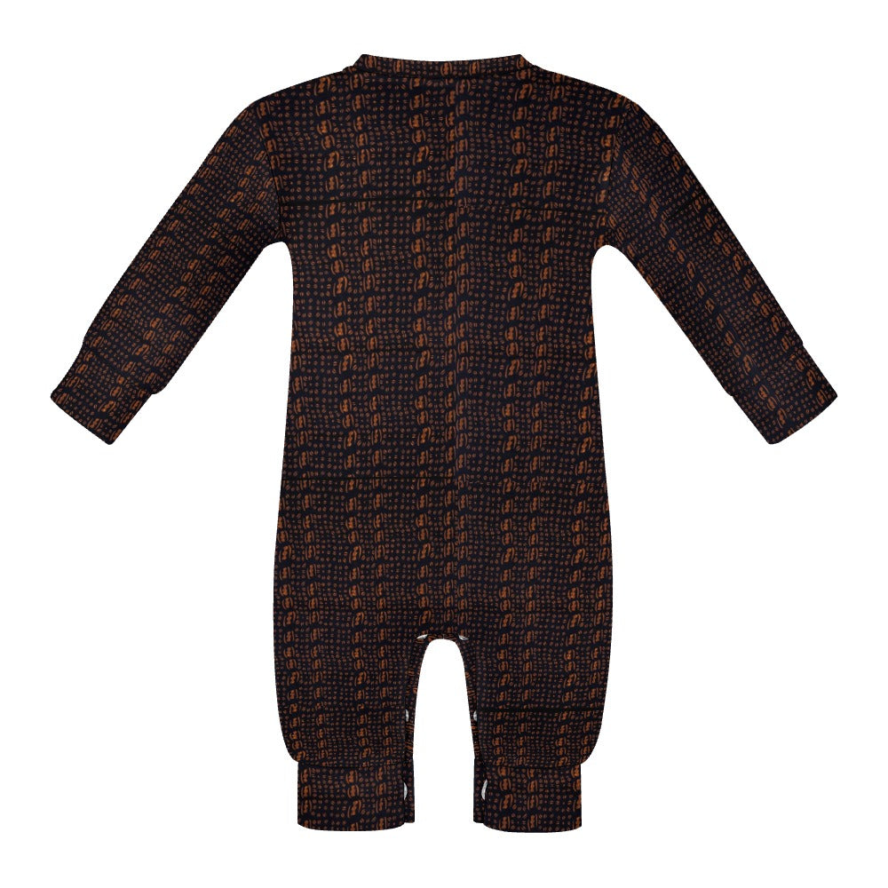 Black & Brown African Print Baby Romper