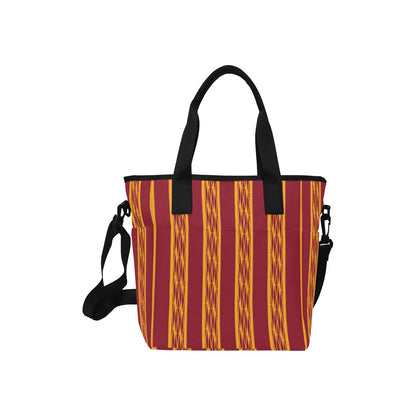 Red & Yellow African Kente Print Tote Bag with Shoulder Strap