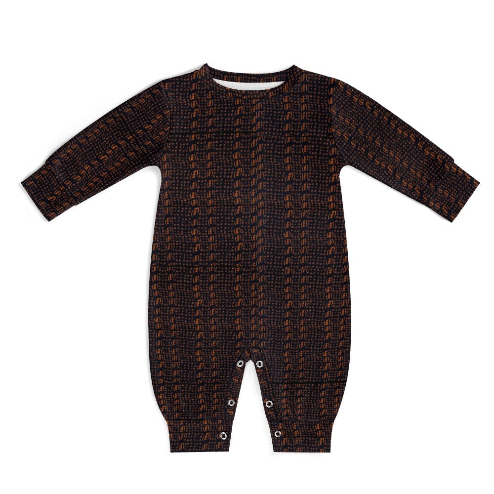 Black & Brown African Print Baby Romper