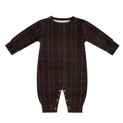 Black & Brown African Print Baby Romper