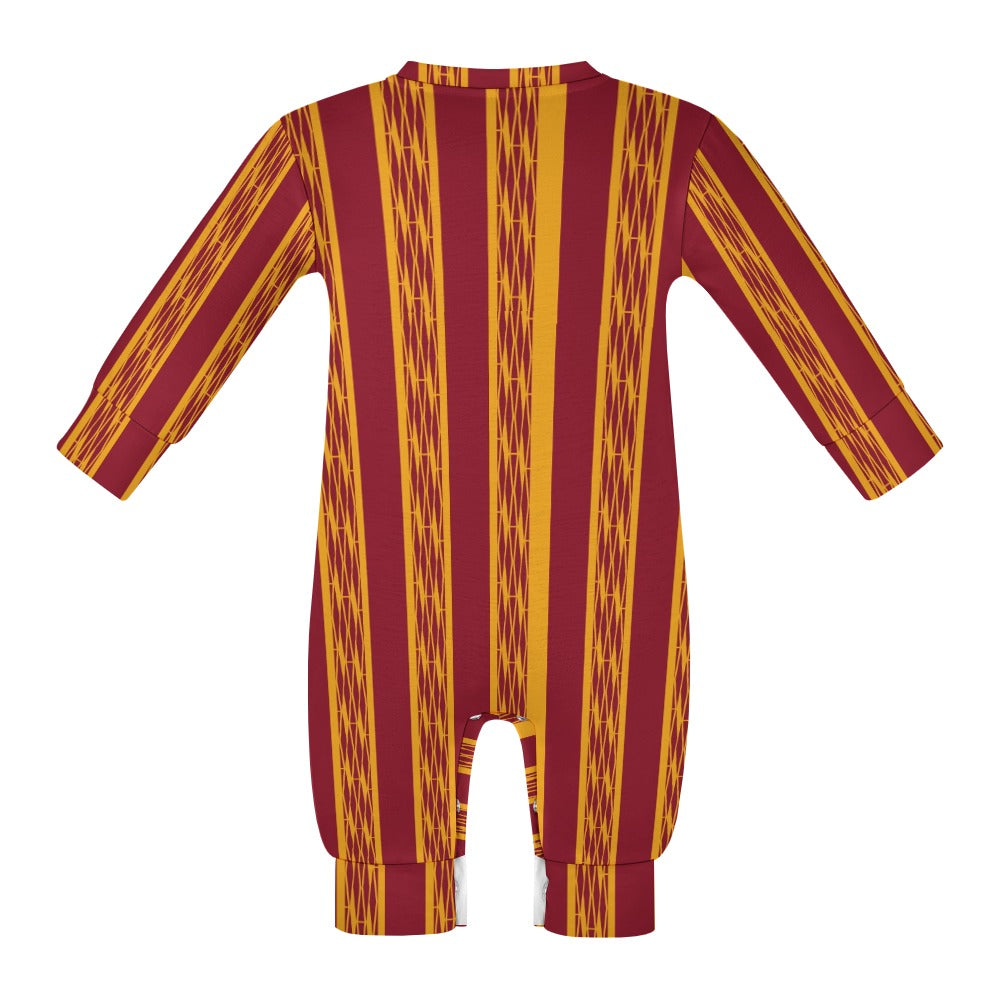 Red & Yellow African Kente Print Baby Jumpsuit