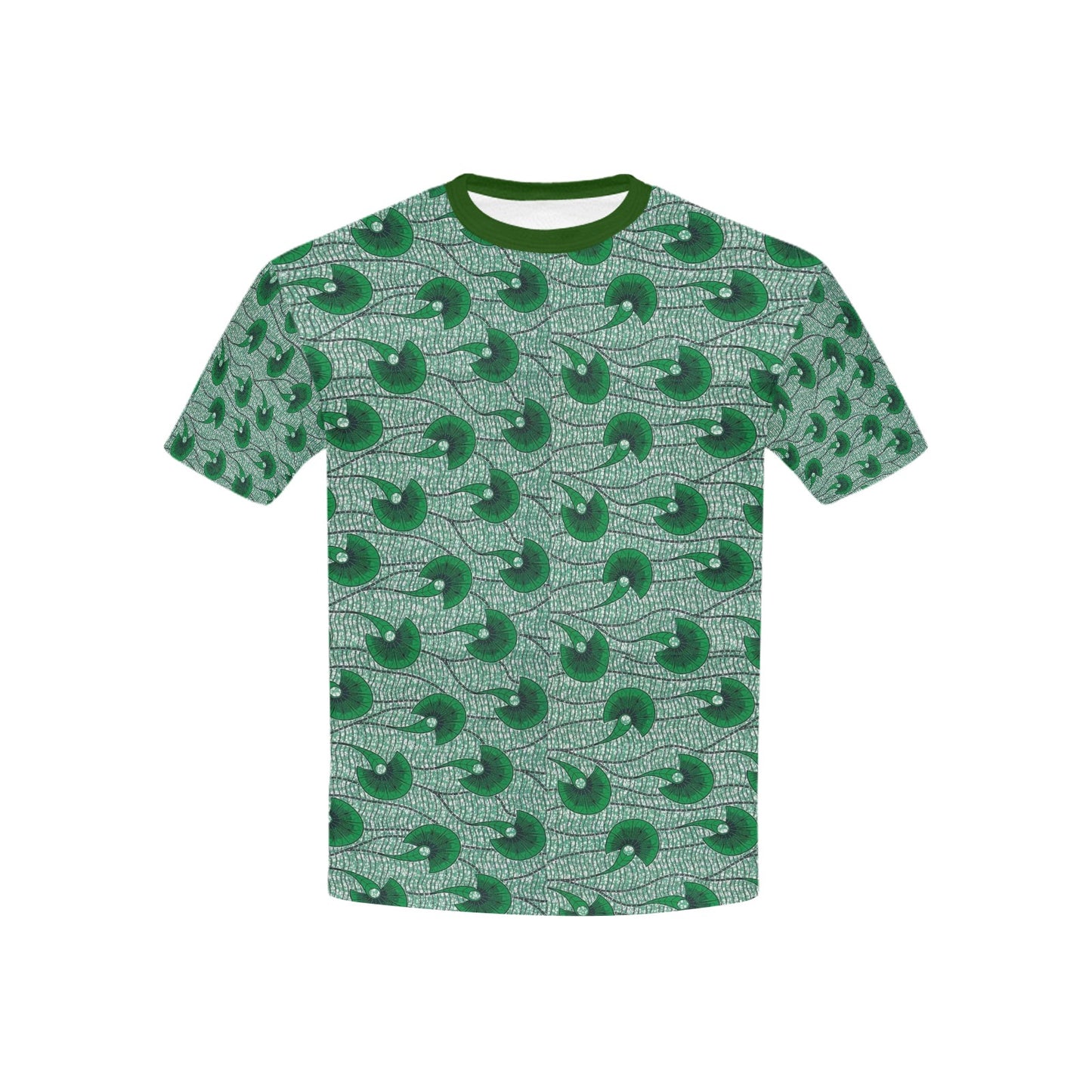 Children's Dark Green Waves Ankara Pattern T-Shirt