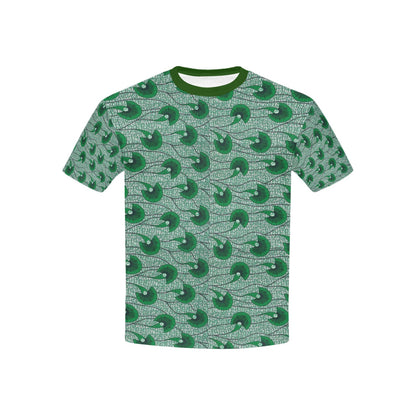 Children's Dark Green Waves Ankara Pattern T-Shirt