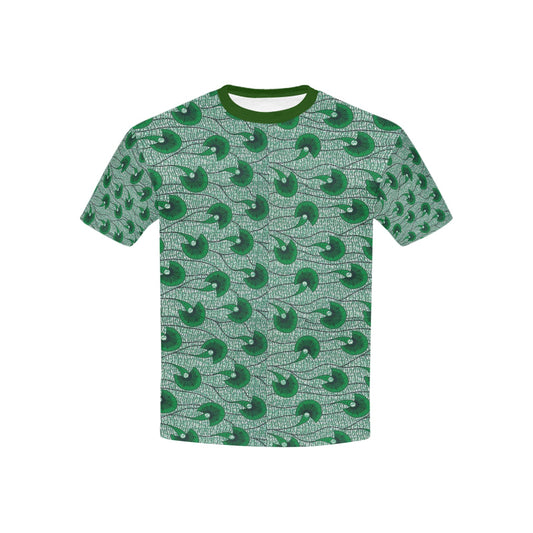 Children's Dark Green Waves Ankara Pattern T-Shirt