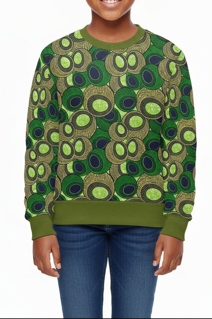 Children's Green Ankara Pattern Sweatshirt