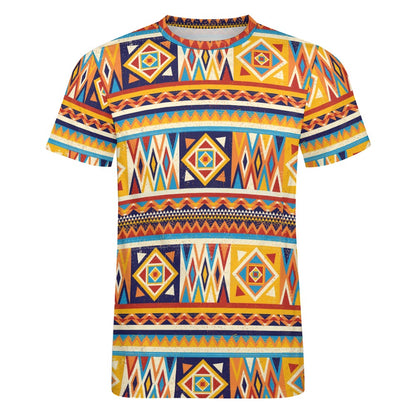 Men's Multicolor African Geometric Pattern Cotton T-shirt