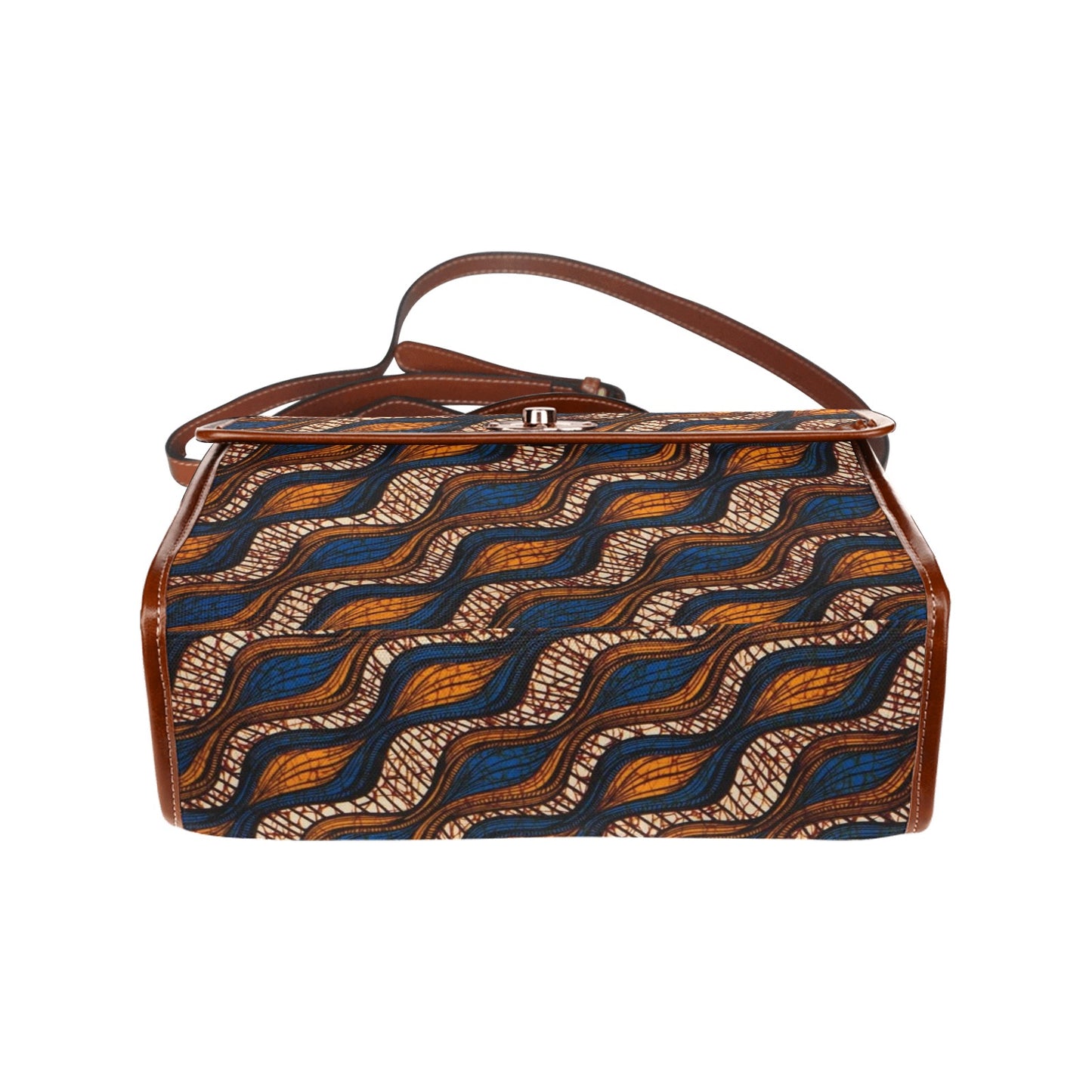 Blue & Brown Ankara Waves Pattern Handbag