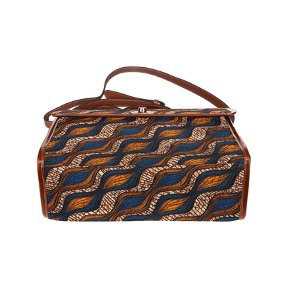 Blue & Brown Ankara Waves Pattern Handbag