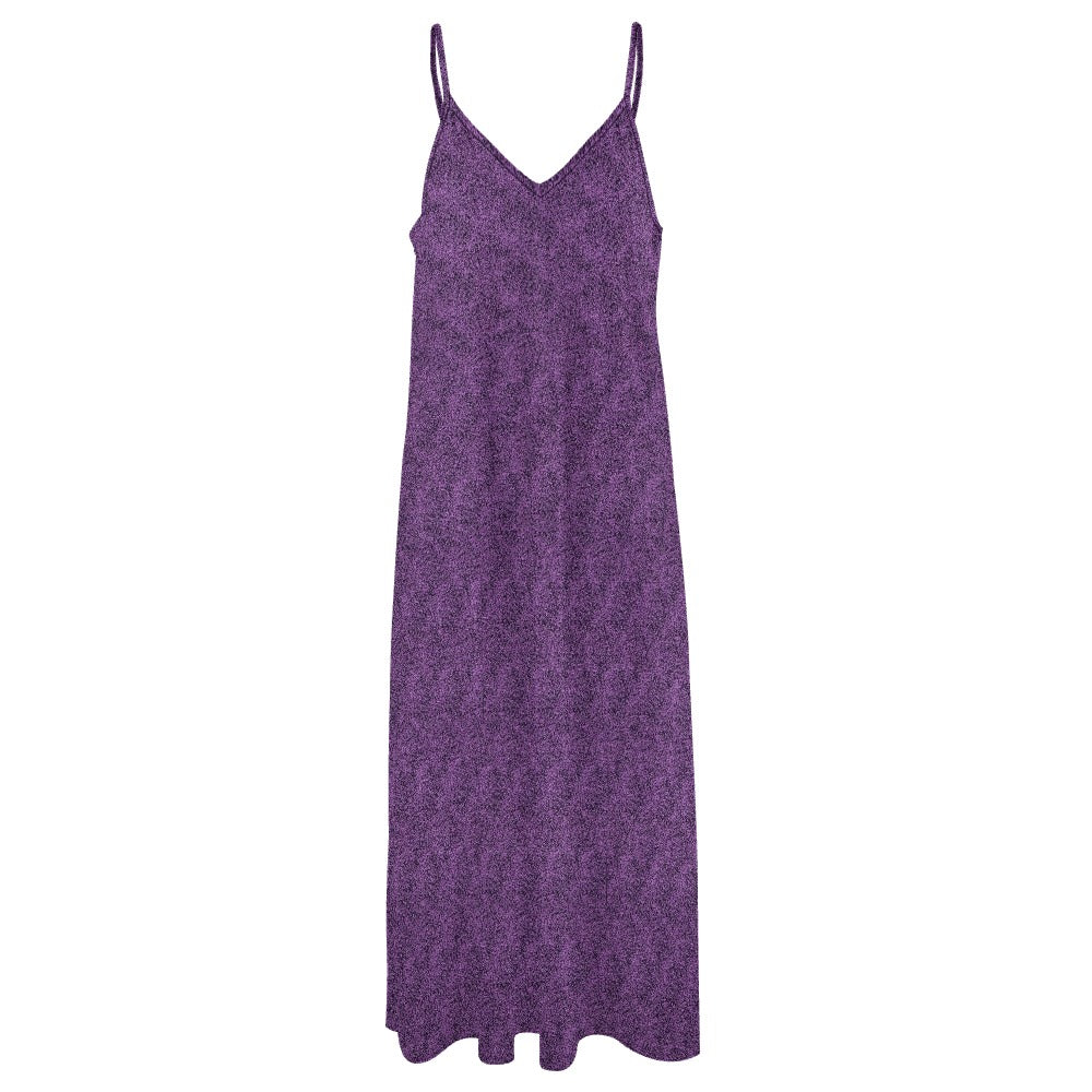 Women's Purple & Black Pattern Sleeveless Maxi Dress