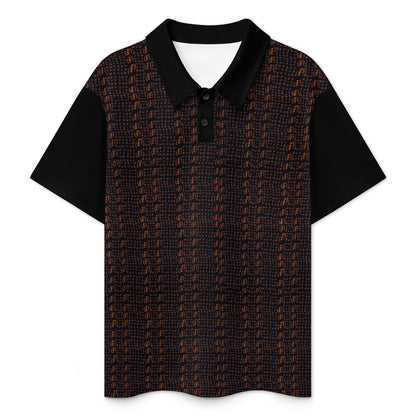 Black & Brown African Print Buttoned Polo Shirt