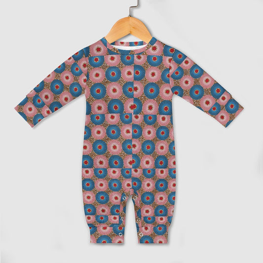 Blue and Pink Spots Ankara Pattern Baby Jumpsuit