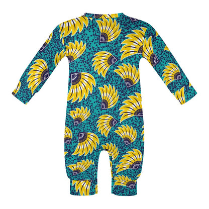 Turquoise and Yellow Flowers Ankara Baby Jumpsuit