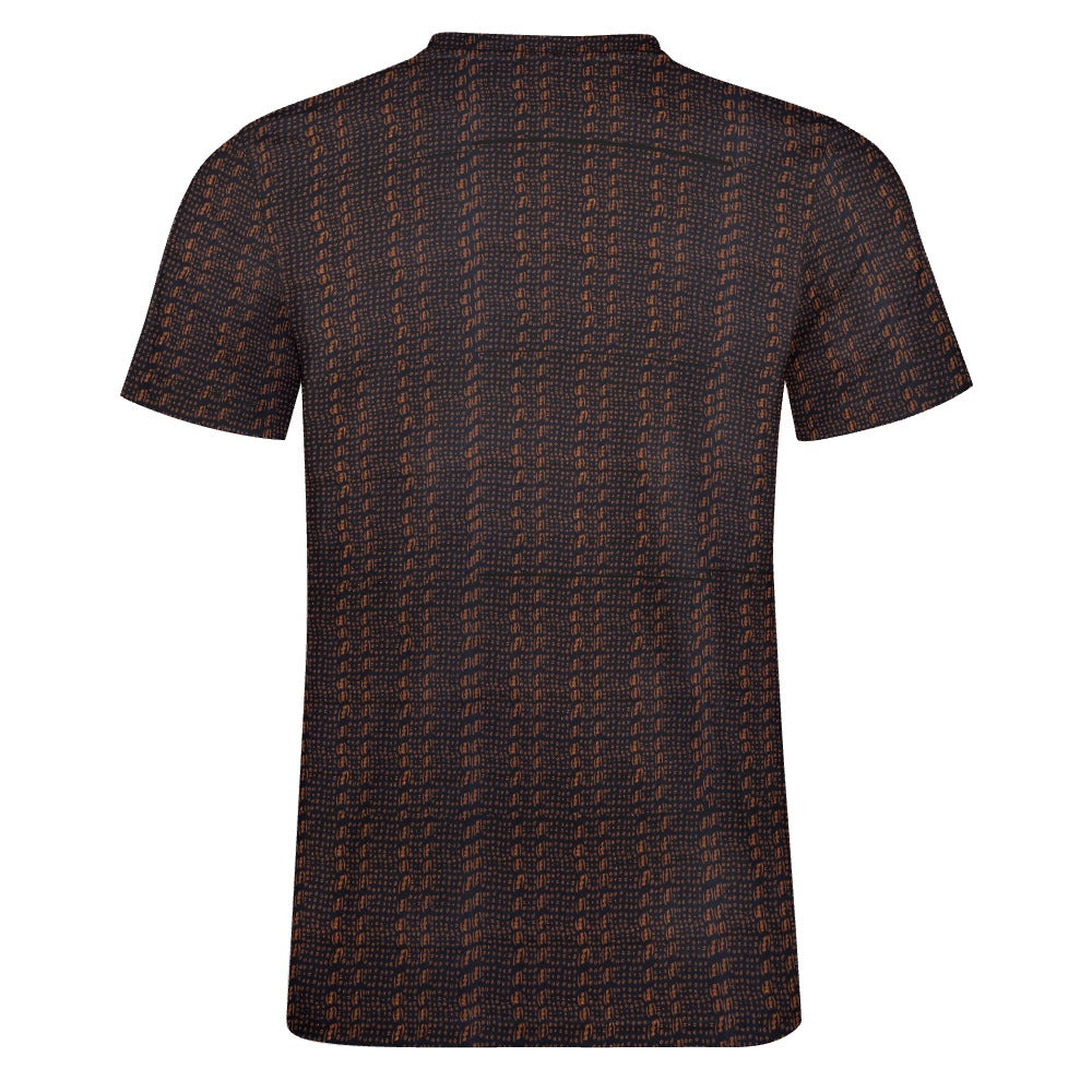 Men's Cotton Black & Brown African Print T-shirt