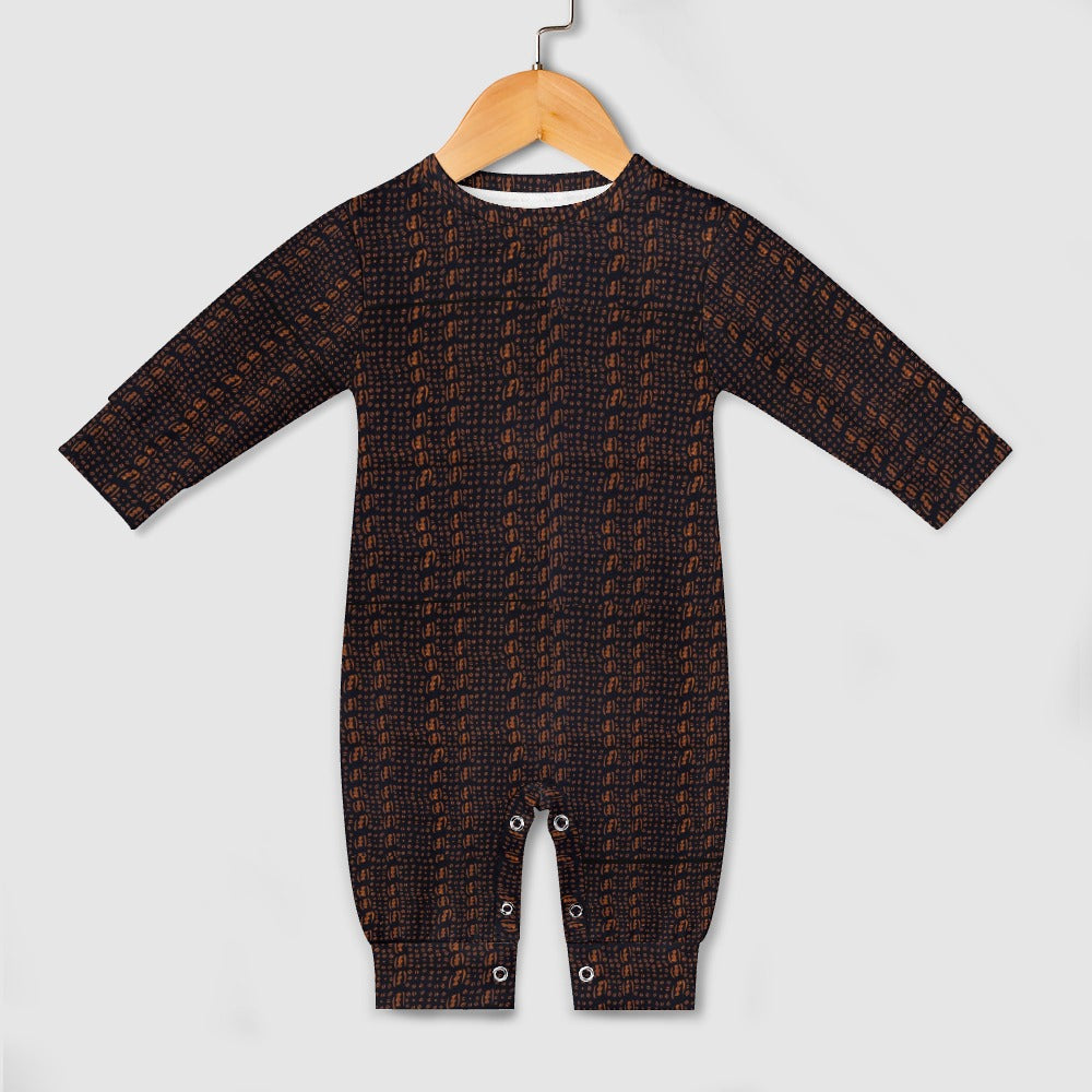 Black & Brown African Print Baby Romper