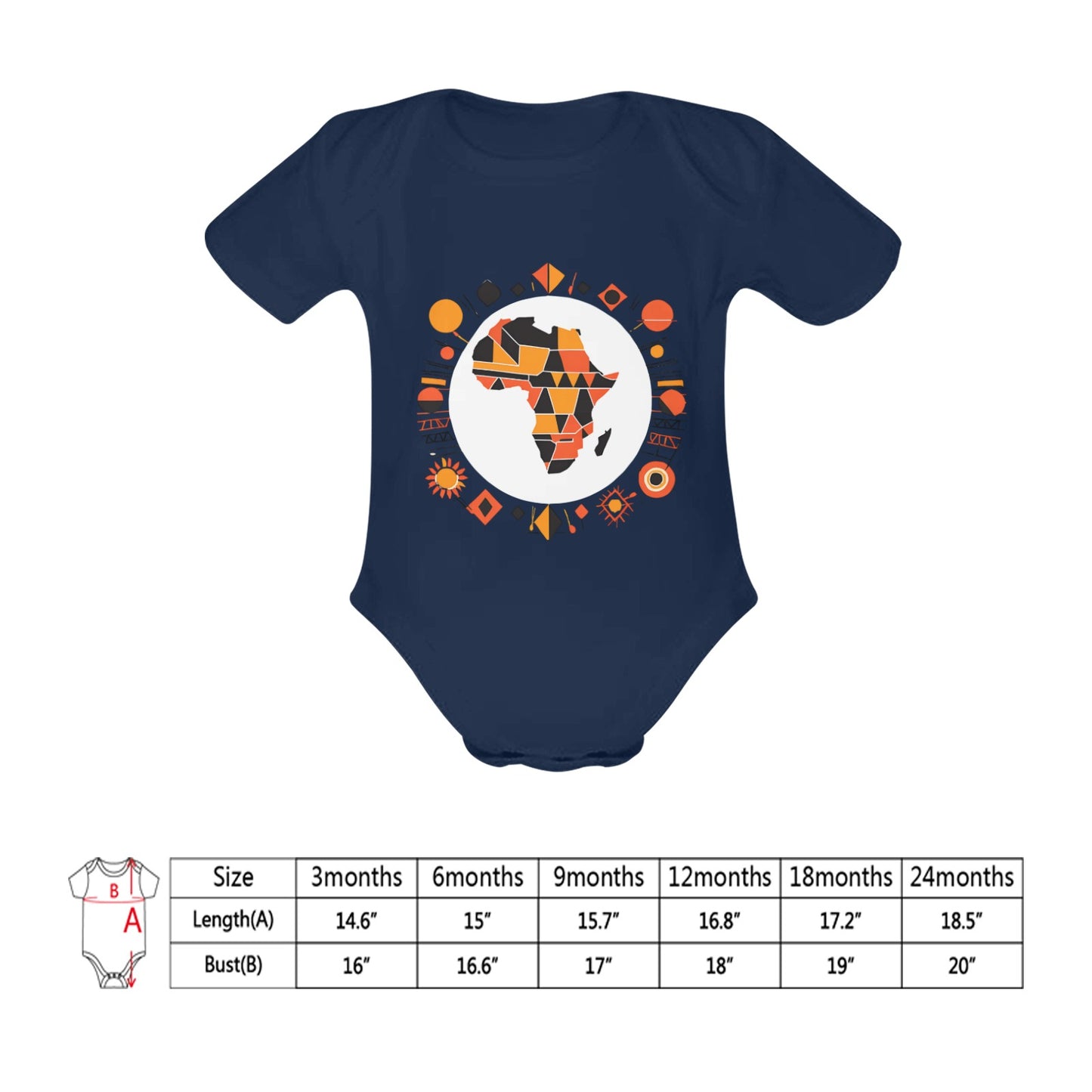 Organic Short Sleeve Abstract Africa Logo Baby Bodysuit