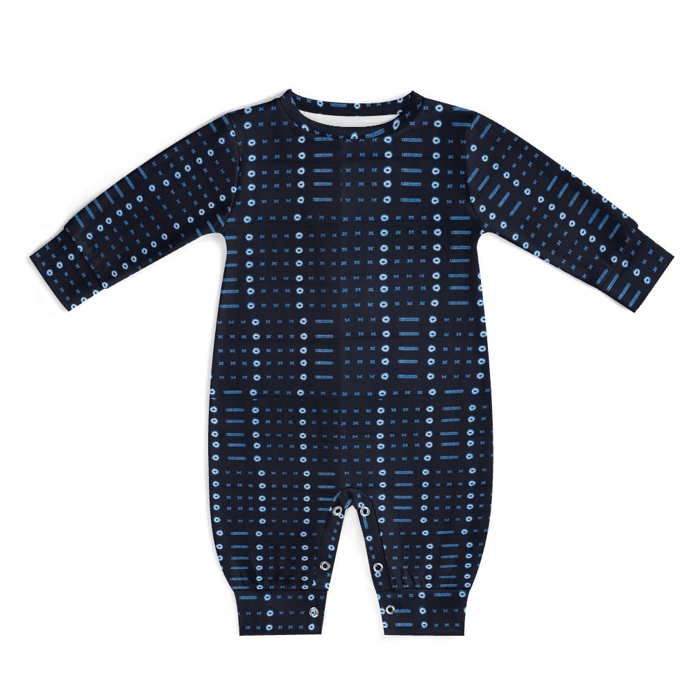 Blue Geometric African Print Baby Jumpsuit
