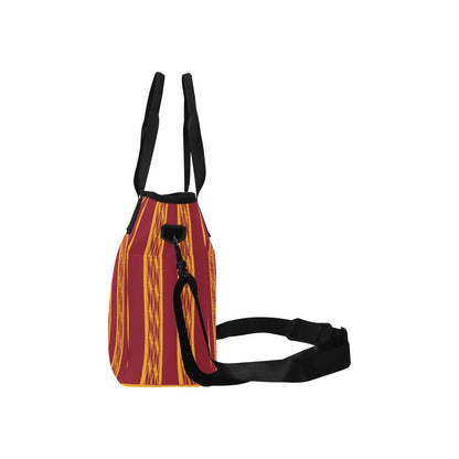 Red & Yellow African Kente Print Tote Bag with Shoulder Strap