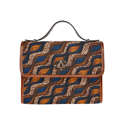 Blue & Brown Ankara Waves Pattern Handbag
