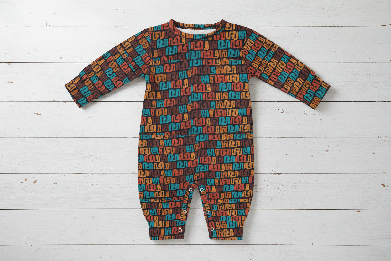 Brown Multicolor African Print Baby Jumpsuit