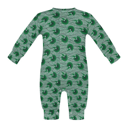 Dark Green Waves Ankara Pattern Baby Jumpsuit